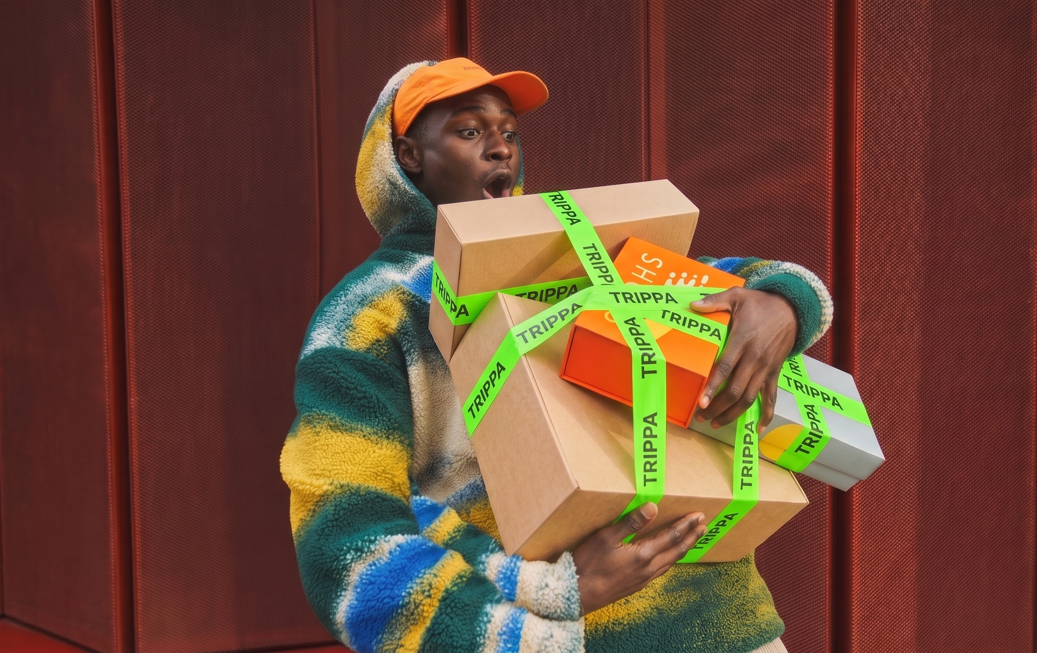 Happy customer carrying Trippa packages