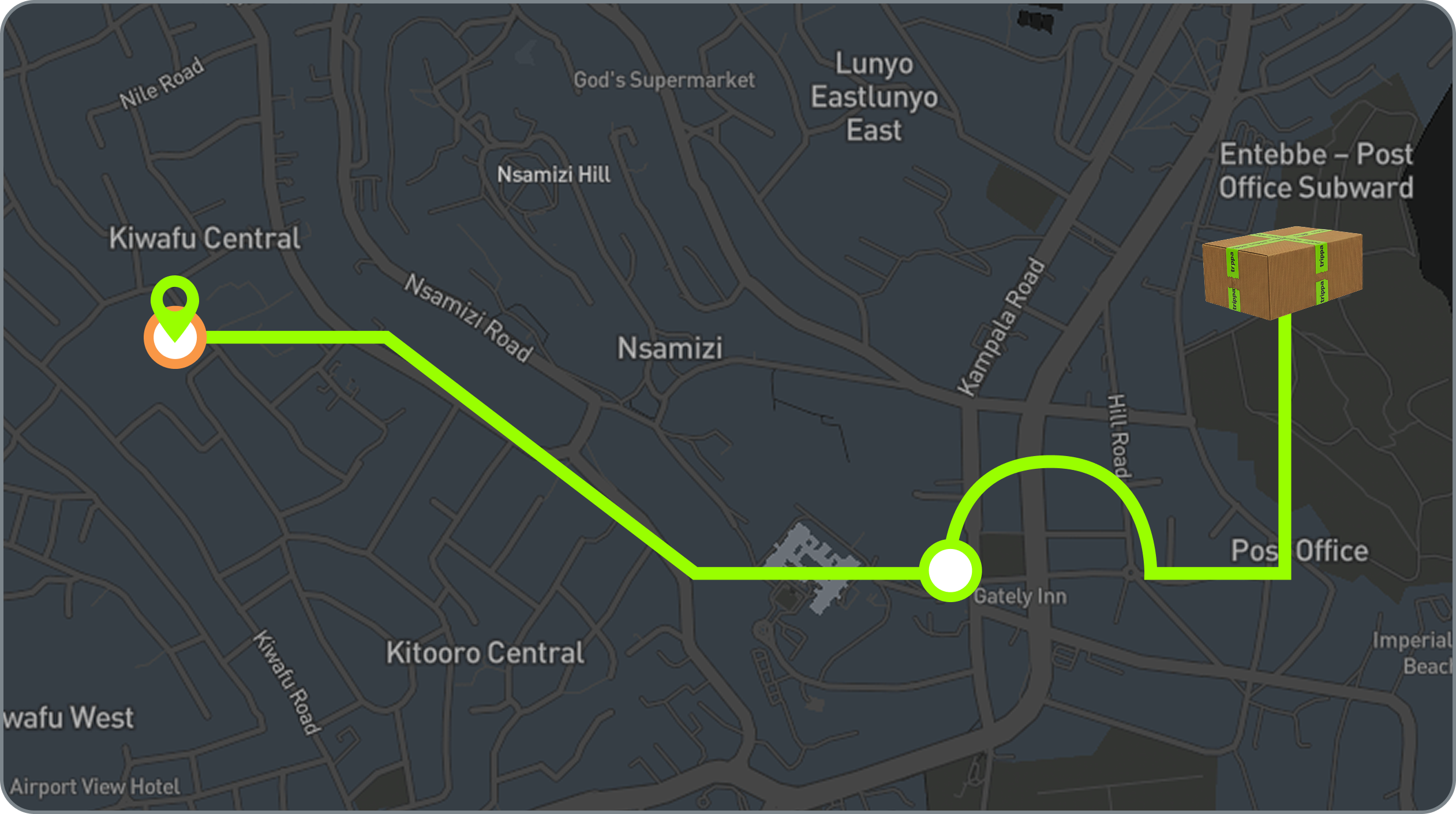 Illustrated package route through Kampala