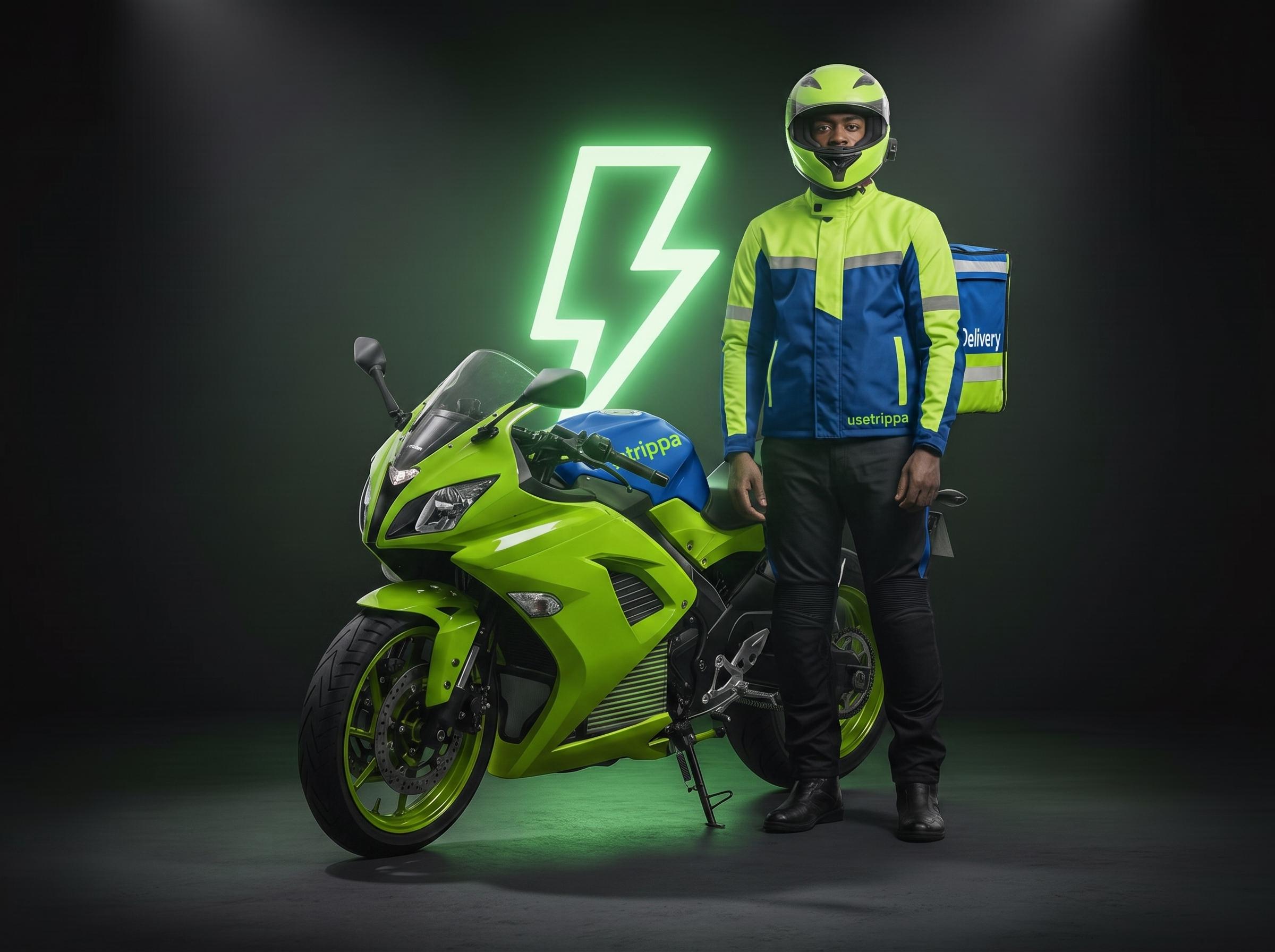 Electric Trippa motorcycle and rider